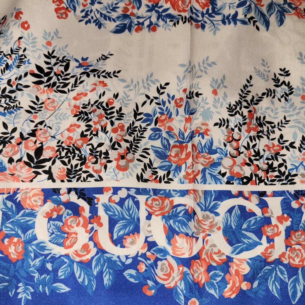 Fashion Designer Floral Silk Scarf - Multicolor New! - Picture 3 of 6